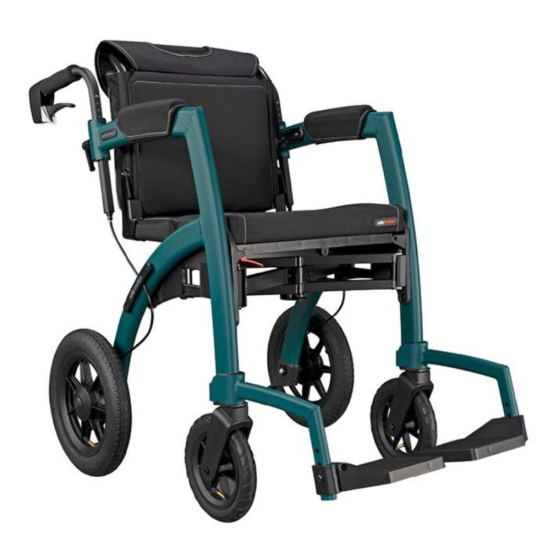 Lichtgewicht Rollator en Rolstoelpakket - Rollz Motion Performance Jungle Green - Hulpmiddeldiscounter.nl