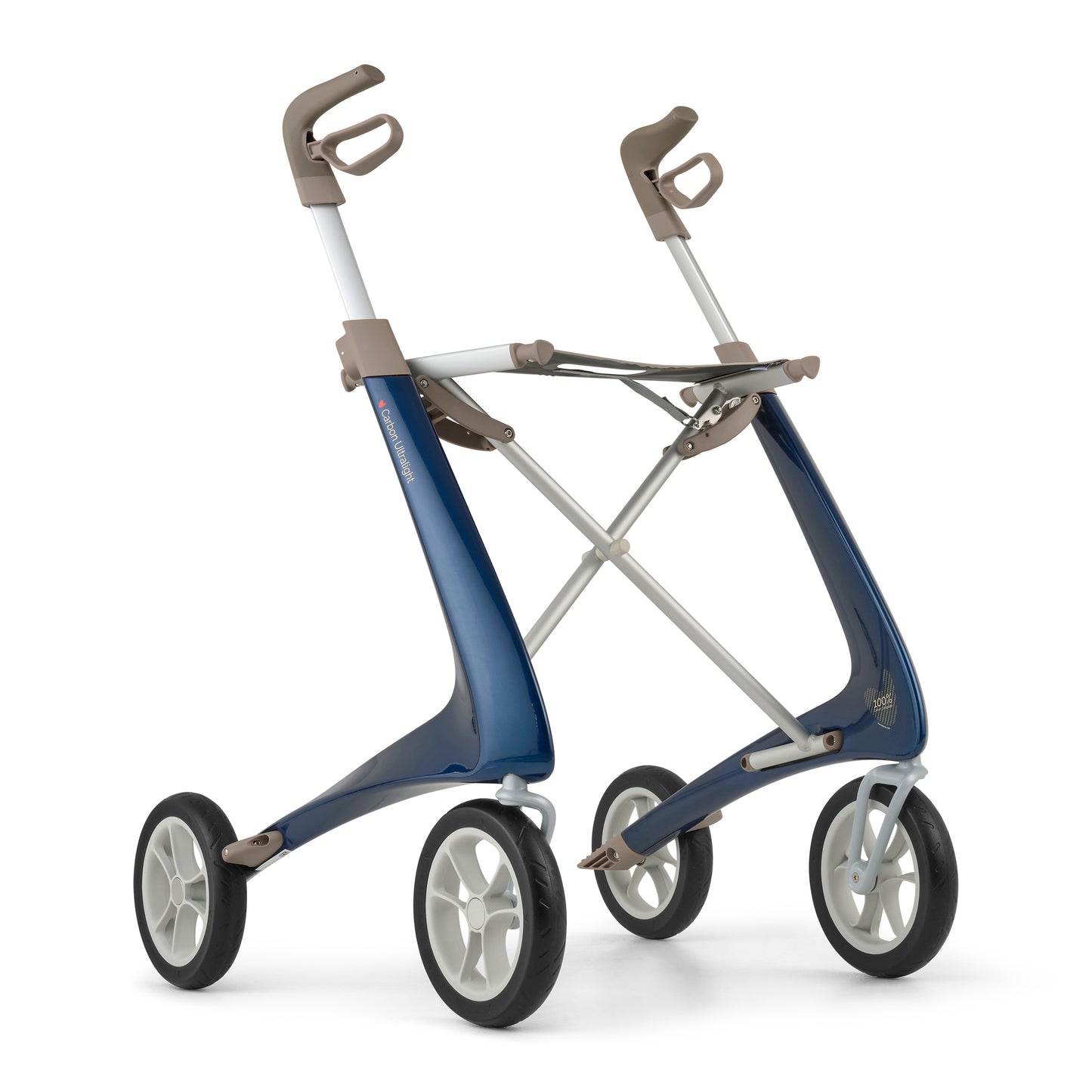 Lichtgewicht rollator carbon-ultralight wit met organiser bag