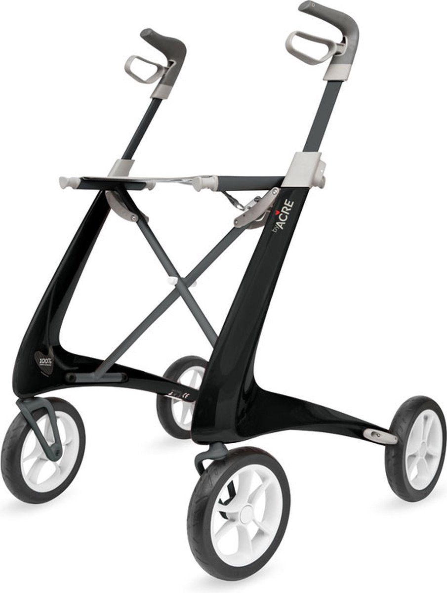 Lichtgewicht rollator carbon-ultralight wit met organiser bag