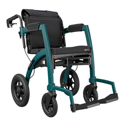 Lichtgewicht Rollator en Rolstoelpakket - Rollz Motion Performance Jungle Green - Hulpmiddeldiscounter.nl