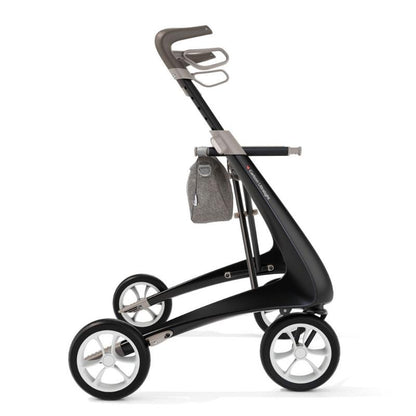 Lichtgewicht Rollator Carbon -Ultralight Zwart Met Organiser Bag - Hulpmiddeldiscounter.nl