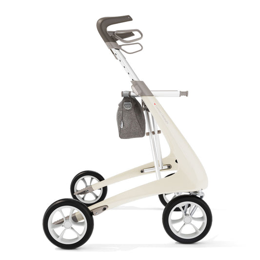 Lichtgewicht rollator carbon-ultralight wit met organiser bag