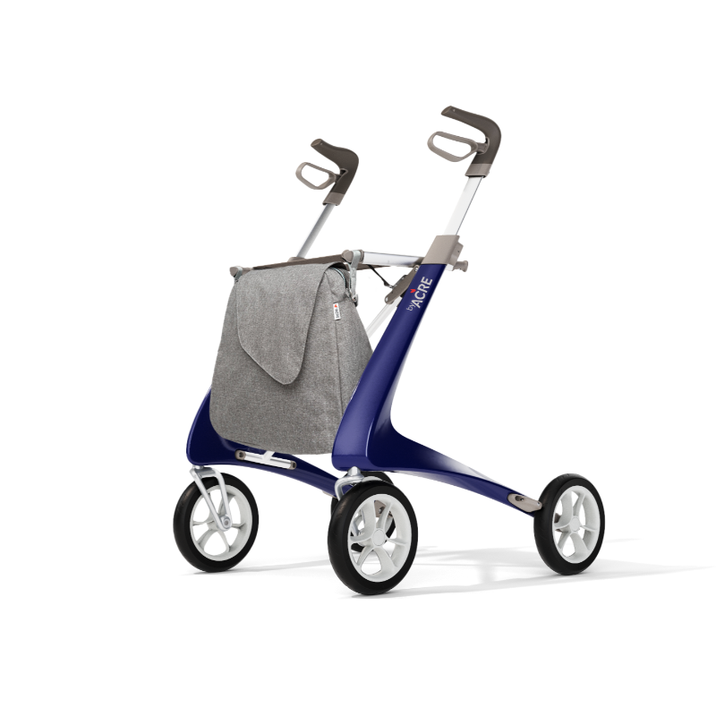 Rollator - Lichtgewicht en Stabiel Plus Extra Breed-Carbon Ultralight Blauw Met Weekend Bag - - Hulpmiddeldiscounter.nl