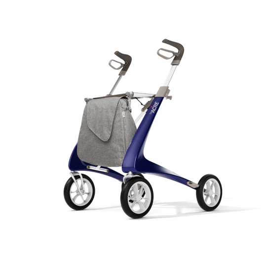 Rollator - Lichtgewicht en Stabiel Plus Extra Breed-Carbon Ultralight Blauw Met Weekend Bag - - Hulpmiddeldiscounter.nl