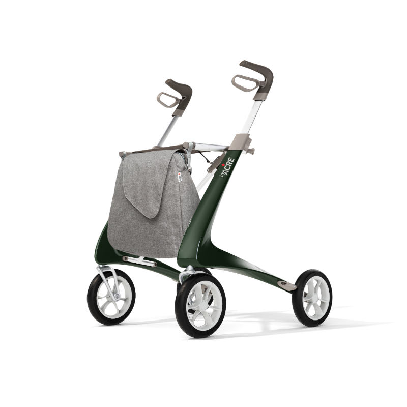 Rollator - Lichtgewicht en Stabiel - Carbon -Groen Met Weekend Bag - Hulpmiddeldiscounter.nl