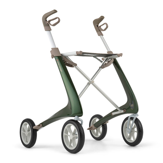 Lichtgewicht rollator carbon-ultralight groen met organiser bag