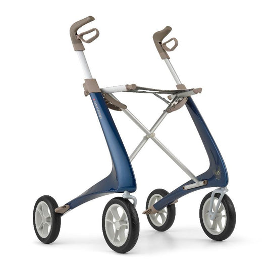 Rollator - Lichtgewicht en Stabiel plus Extra breed -Carbon Ultralight Blauw Met Organizer Bag - - Hulpmiddeldiscounter.nl